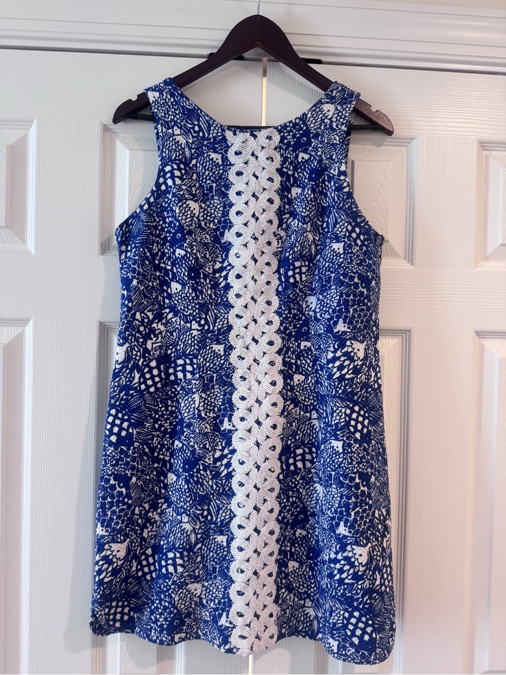 Lilly Pulitzer Blue & White Crochet-Trim Sleeveless Shift Dress